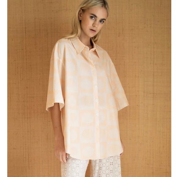 NWOT La Maregold The Mila Top Shell Print Resort Oversized Cotton Shirt - XS/S - Picture 1 of 11